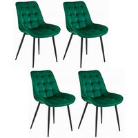 STUHL BARDI 4-er Set, Grün, Schwarz, mit Samtstoff gepolstert - Anthrazit, Textil/Metall (48/93/56cm) - Komodee