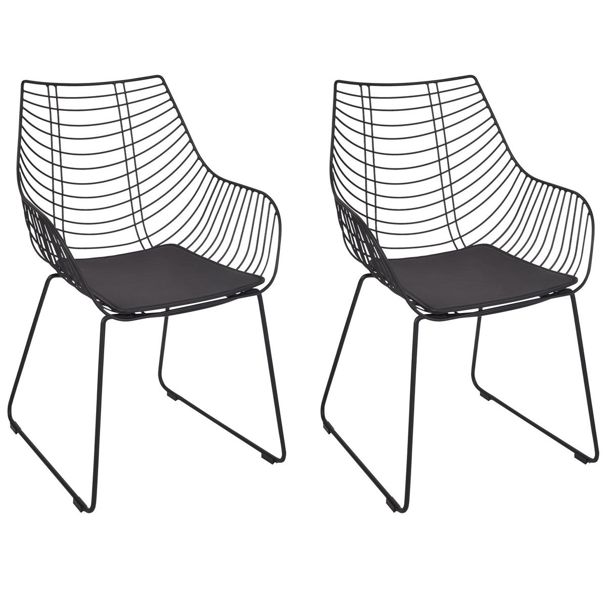 ESSZIMMERSTUHL 2er-Set Metall Schwarz Annapolis - Schwarz, Metall (57/86/56cm) - Beliani