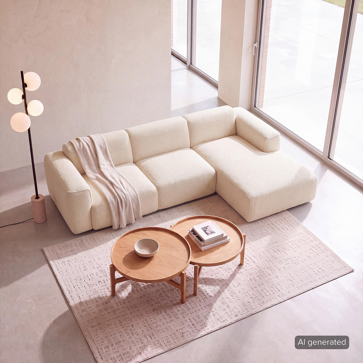 3-SITZER ECKSOFA mit Longchair - Beige/Schwarz, Kunststoff/Textil (284/173cm) - home24