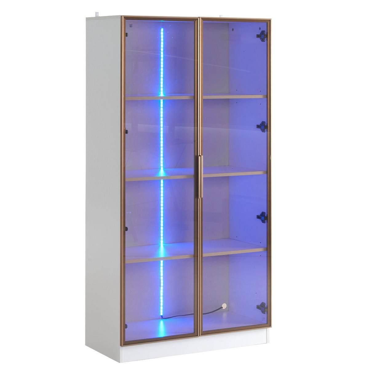 VITRINE 80/40/160 cm weiß aus Spanplatte mit LED-Beleuchtung - Weiß, Holzwerkstoff (80/160/40cm) - OKWISH