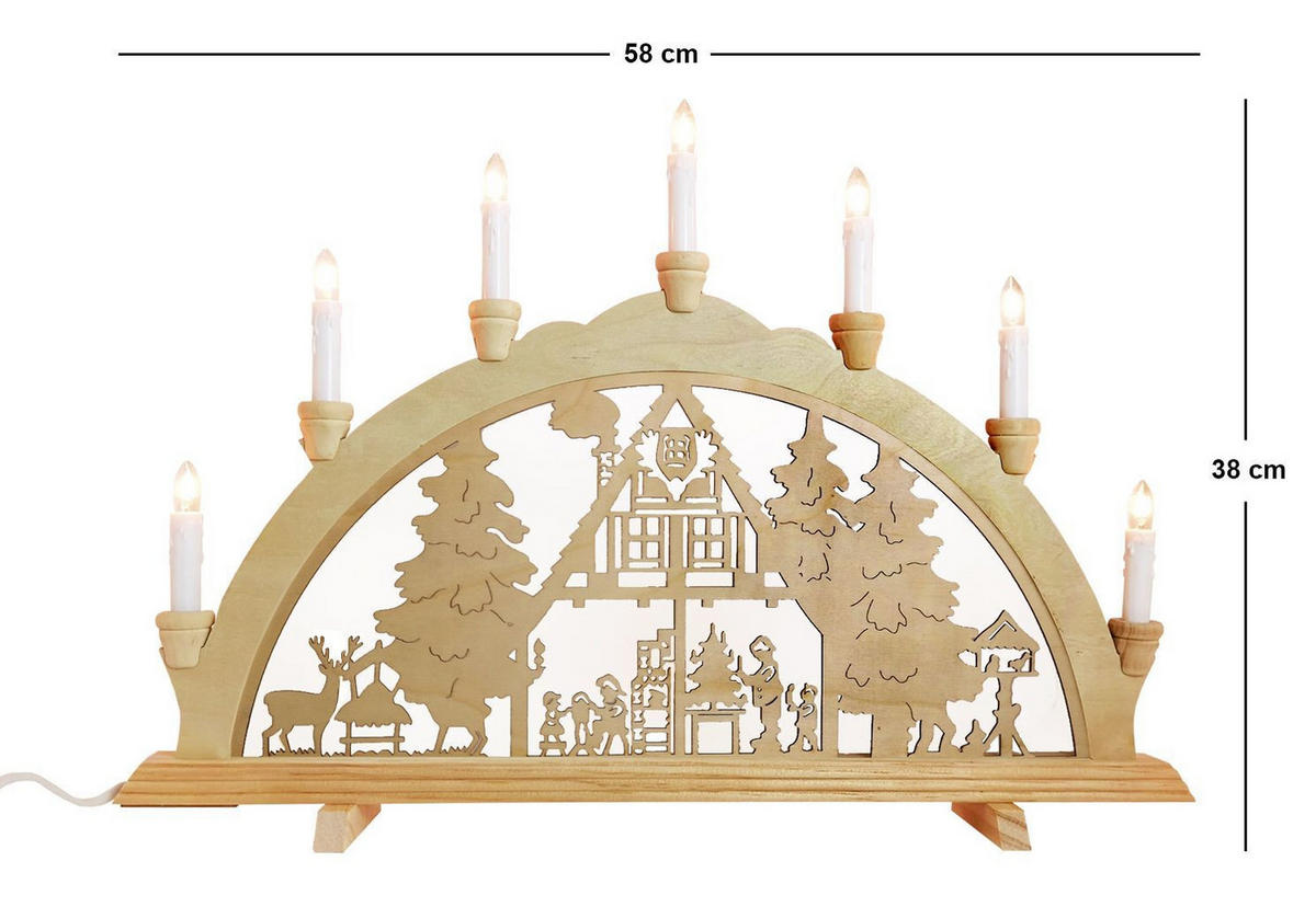 SCHWIBBOGEN Waldhaus 7-flammig - Multicolor, Holz (0.1/1/0.1cm) - Dekoteam24