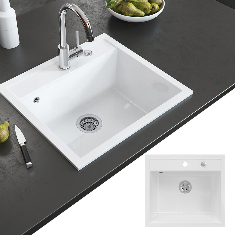 SPÜLBECKEN Valencia Weiß 56.5 x 51 cm - Weiß, Keramik (56.5/20/51cm) - Bergstroem