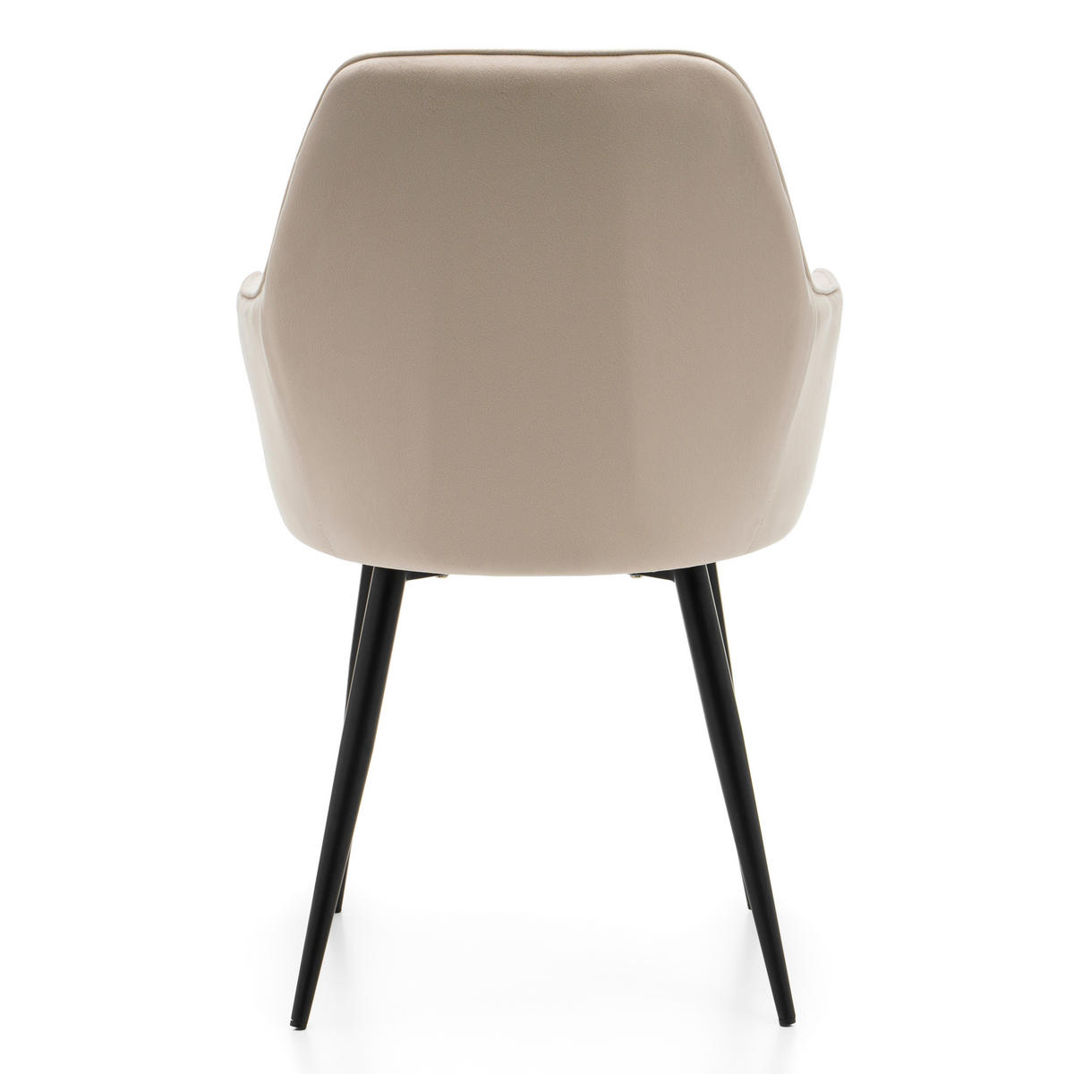 STUHL EMILIA gepolstert mit Steppung - beige - Samt Velours - Beige/Schwarz, Textil/Metall (58/90/58cm) - NEW HOME
