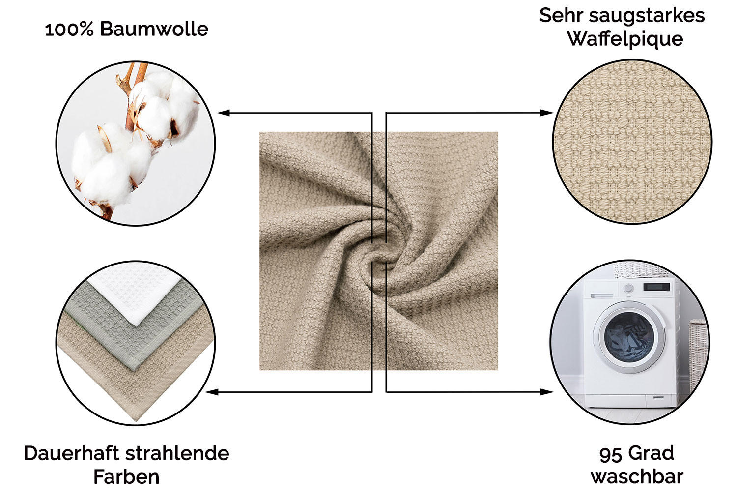 SEIFTÜCHER, 10er-Set, 30x30 cm, 100% Baumwolle, Braun - Cappuccino, Textil (30/30cm) - Zollner