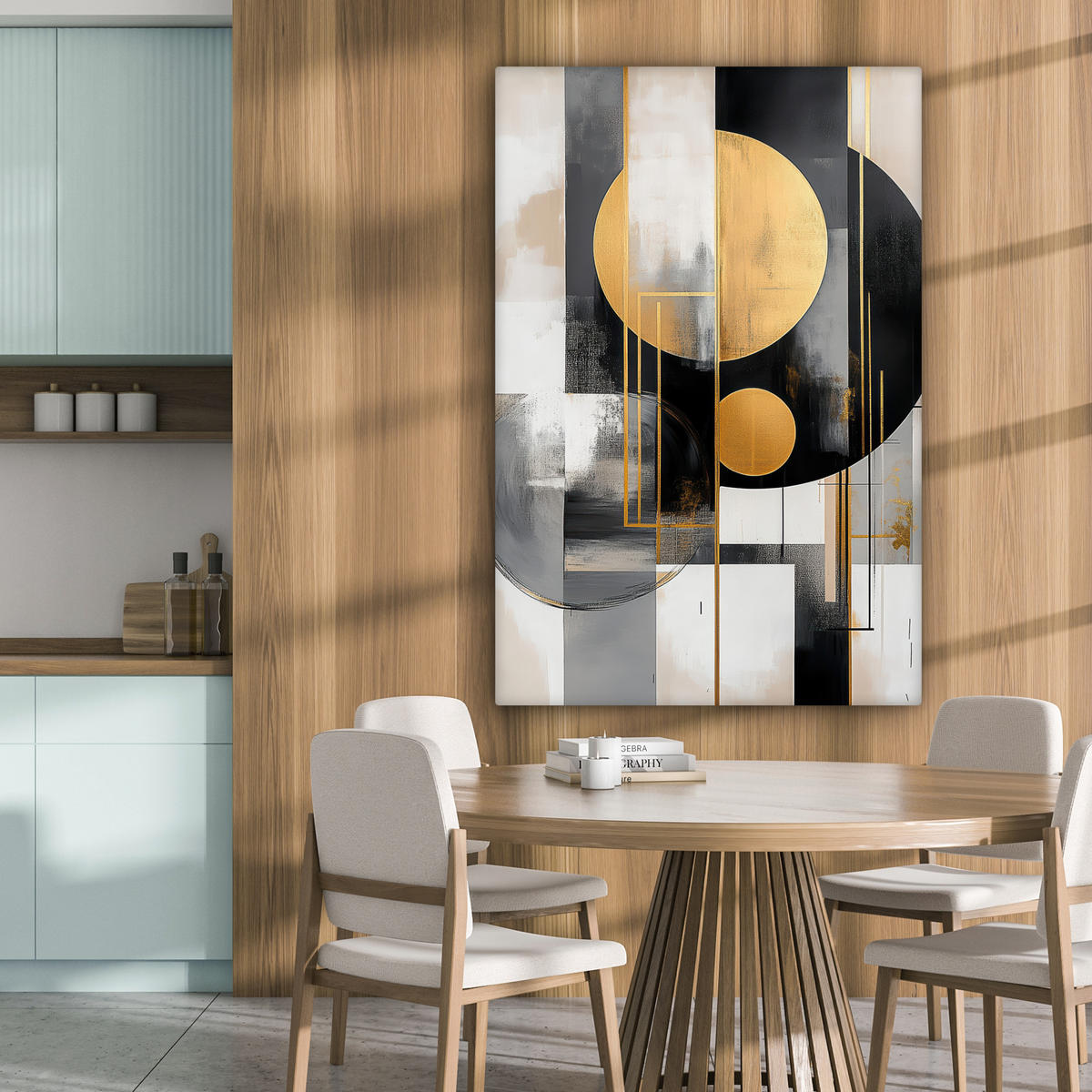 LEINWANDBILD Abstrakt - Gold - Silber - Formen - Ästhetisch - Modern 90x140 cm - Goldfarben, Textil (90/140cm) - MuchoWow