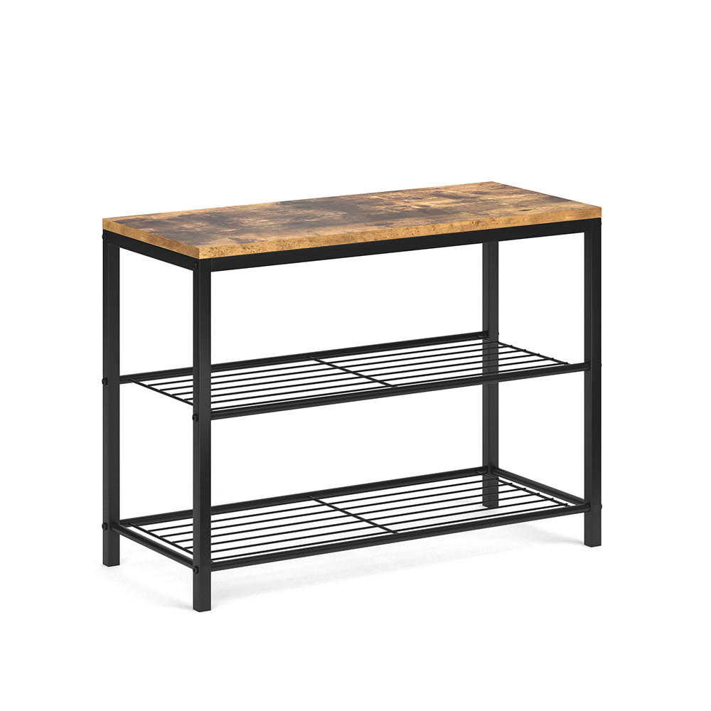 SCHUHBANK Fyrk Antikholz 70 x 51.5 cm - Alteiche/Schwarz, Holzwerkstoff (70/51.5/30cm) - Vicco