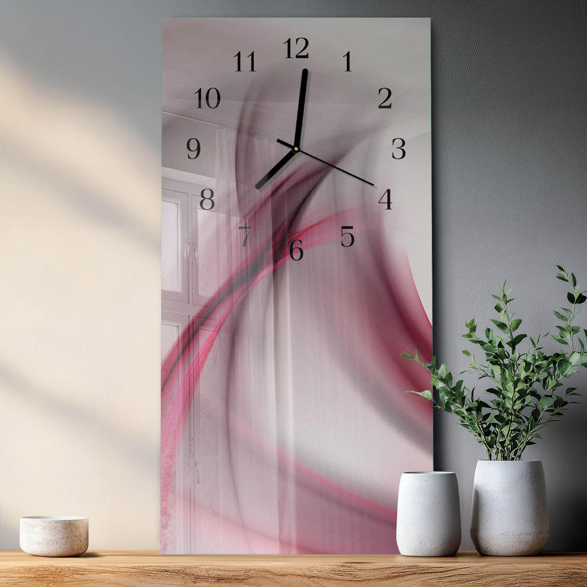 WANDUHR 30x60 cm - Brücke - Lila, Glas (30/60/0.4cm) - TULUP