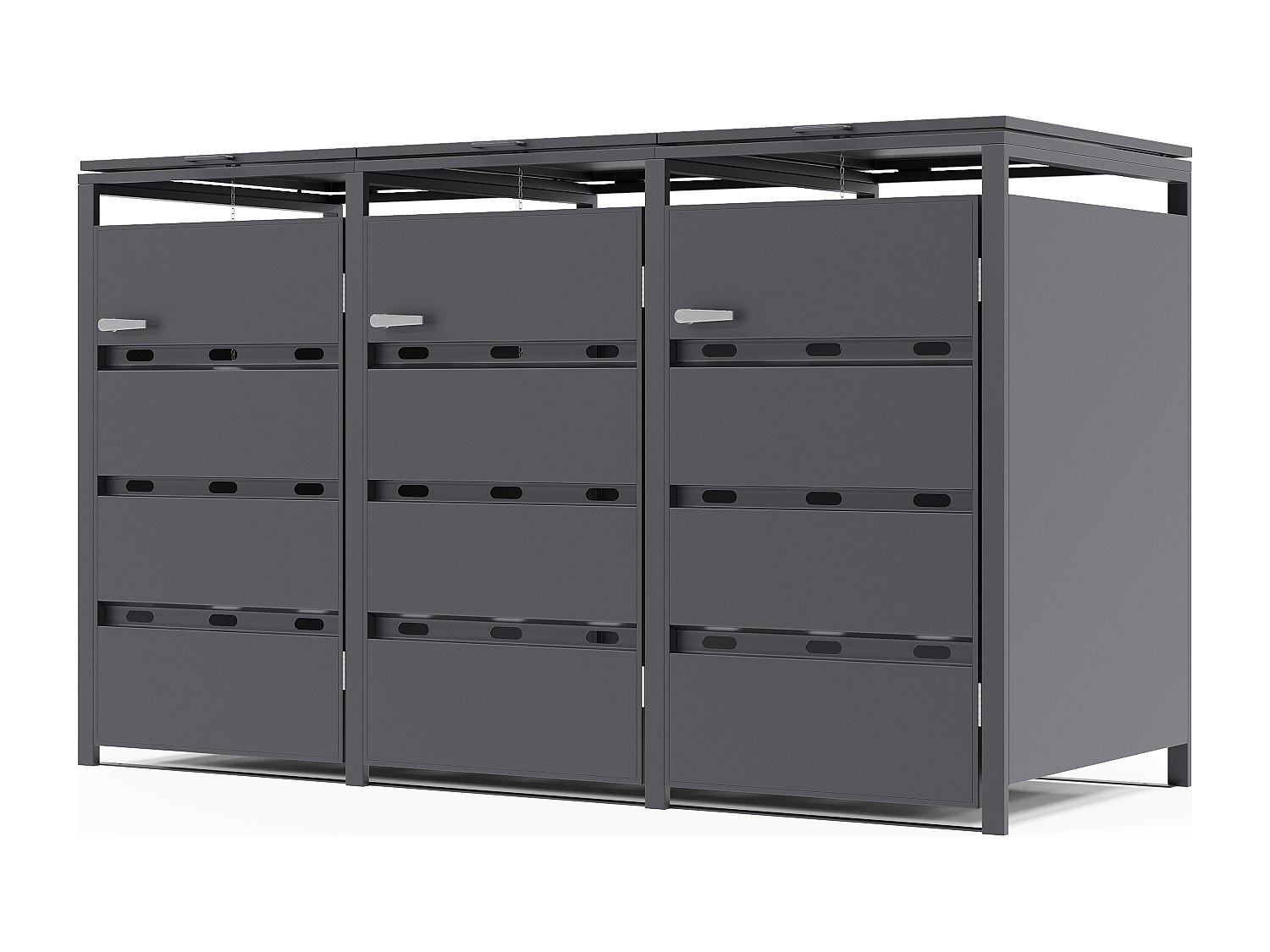 MÜLLTONNENBOX - 180cm x 76cm - Stahl - anthrazitgrau - LOKAFA - Anthrazit, Metall (180/104/76cm) - Vente-Unique