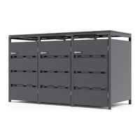 MÜLLTONNENBOX - 180cm x 76cm - Stahl - anthrazitgrau - LOKAFA - Anthrazit, Metall (180/104/76cm) - Vente-Unique