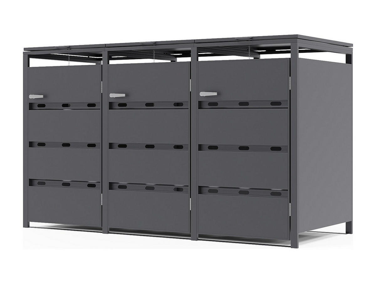 MÜLLTONNENBOX - 180cm x 76cm - Stahl - anthrazitgrau - LOKAFA - Anthrazit, Metall (180/104/76cm) - Vente-Unique