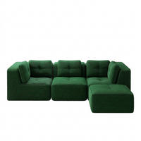 ECKSOFA 297/177/69 cm Grün Cord mit 1 Fußhocker - Grün, Textil (297/177cm) - Oxeza