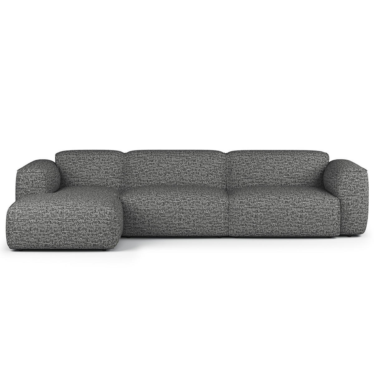 3-SITZER ECKSOFA mit Longchair - Schwarz/Grau, Kunststoff/Textil (317/173cm) - home24