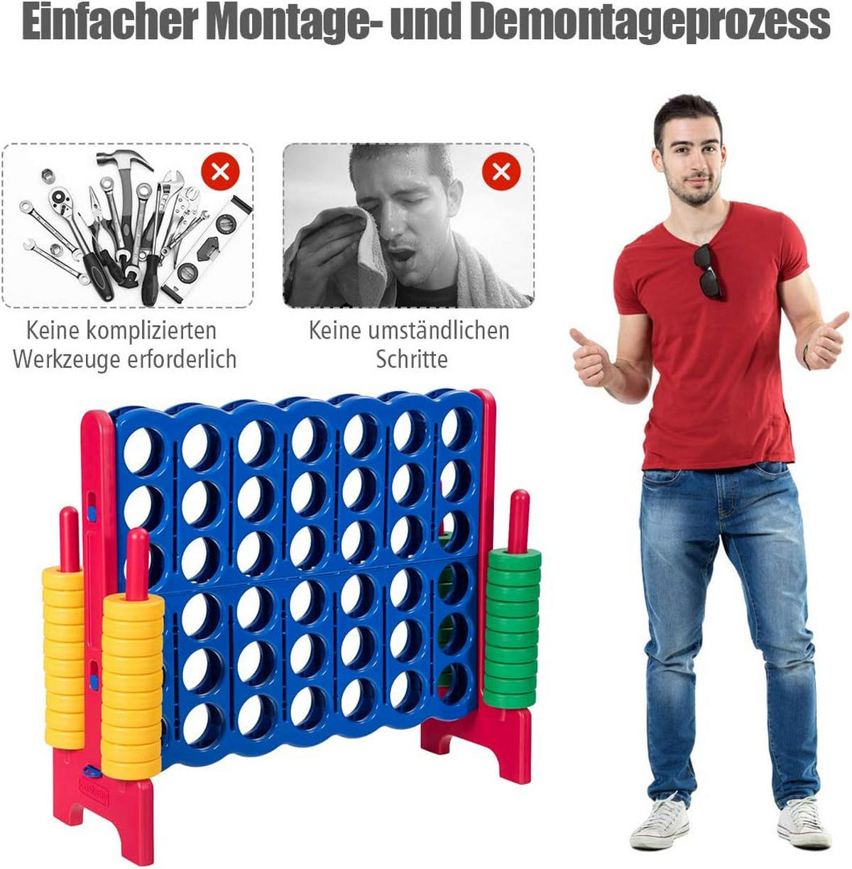 SPIELBRETTSÄTZE Vier-Gewinnt Multicolor - Multicolor, Kunststoff (42/120cm) - COSTWAY