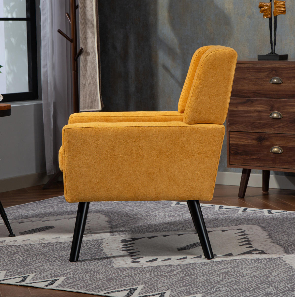 POLSTERSESSEL in Gelb mit Tufting und Massivholzbeinen – bis 130 kg belastbar - Gelb, Textil (76/88/68cm) - BEAOK