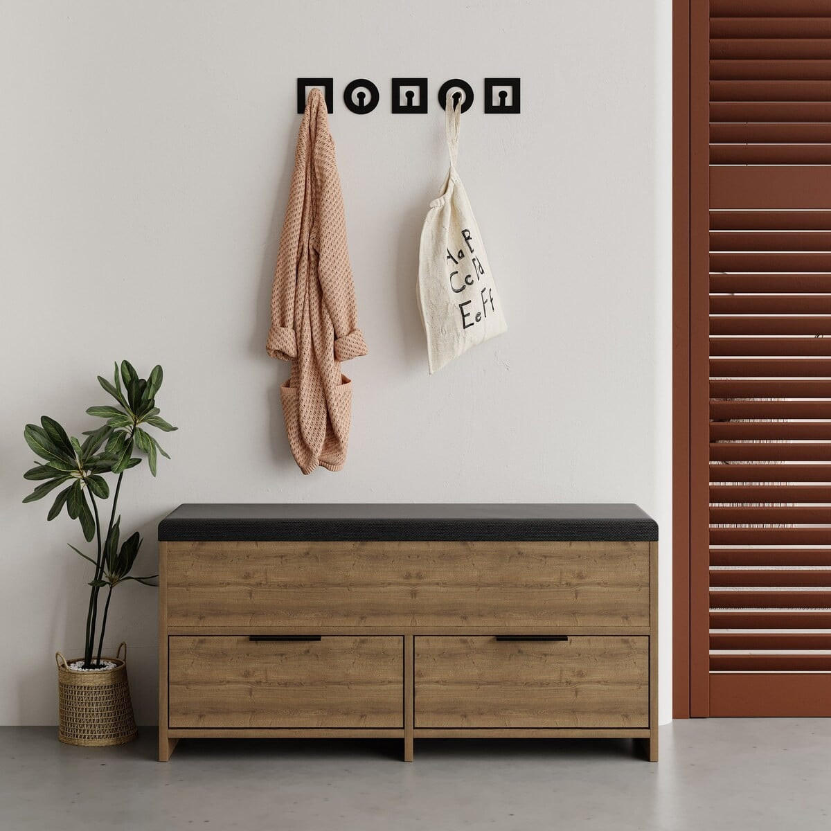 SCHUHAUFBEWAHRUNG B106 cm – COVE - Eschefarben, Holzwerkstoff (34/51.5/120.6cm) - Calicosy