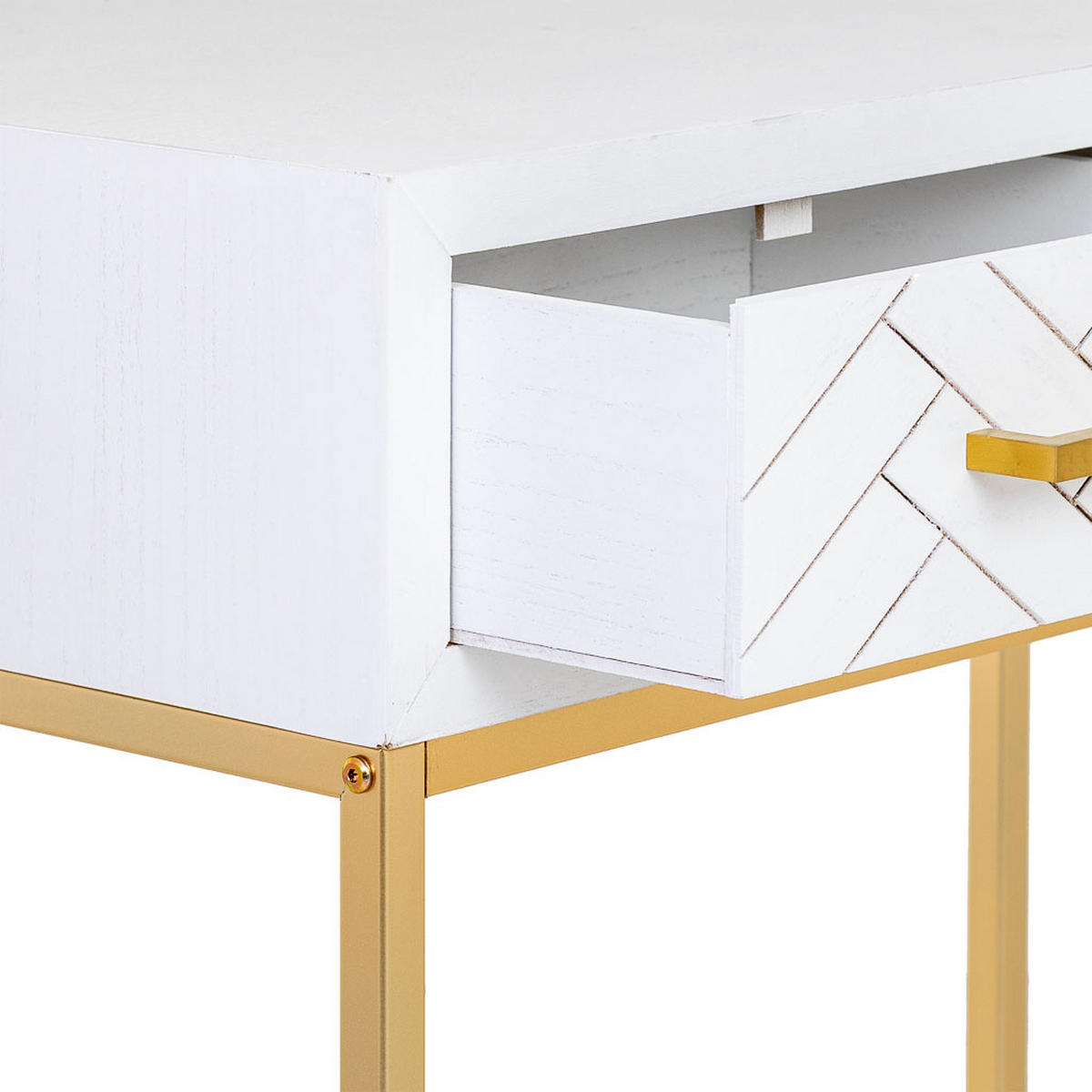 KONSOLENTISCH aus Metall und Holz, 80x42x79cm - Weiß, Holz (42/80/79cm) - Wanderlust