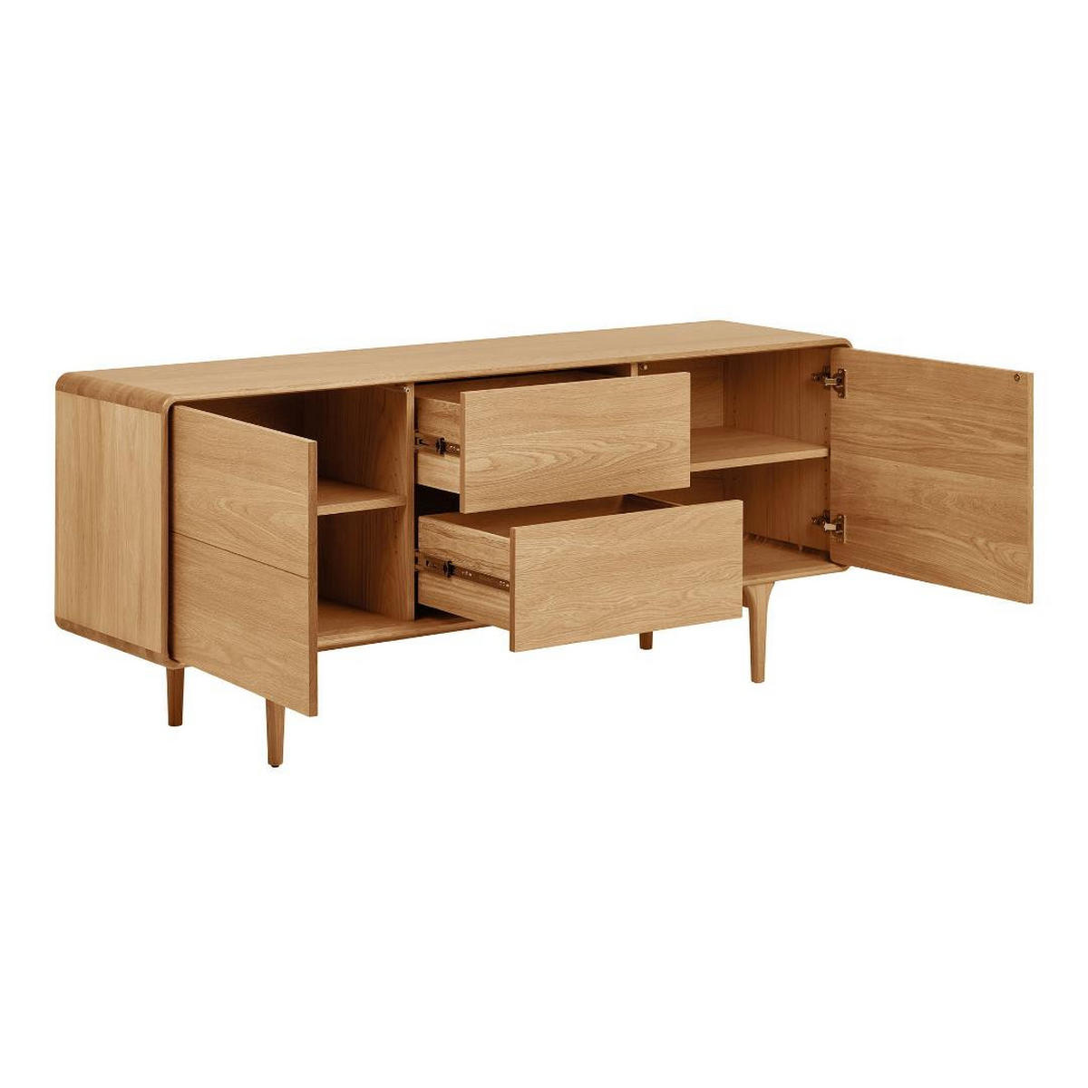 SIDEBOARD, Karna, Eiche, MDF, 45 x 180 x 75 cm - Eichefarben, Holzwerkstoff (45/75/180cm) - ebuy24