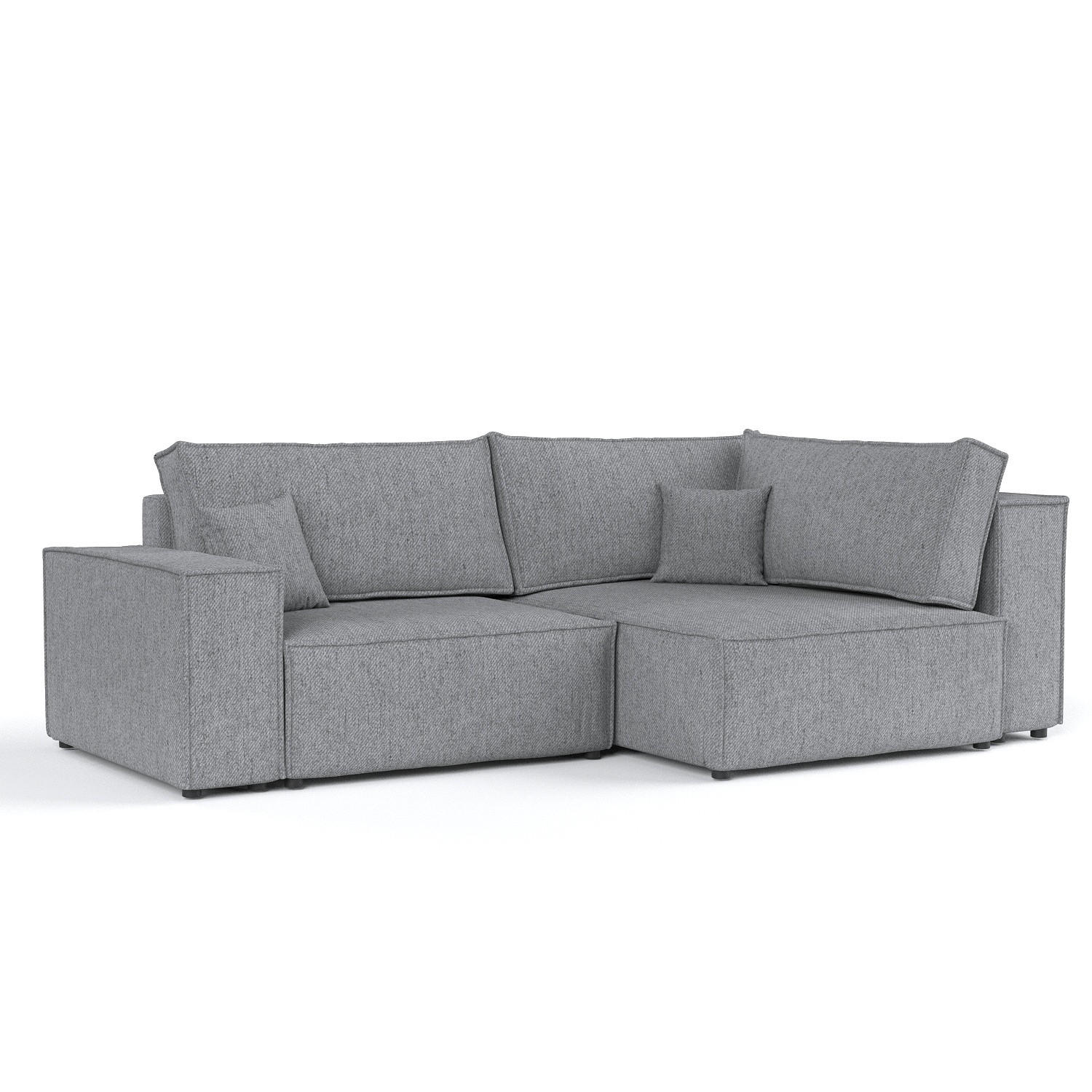 ECKSOFA AVION mit Schlaffunktion Grau im Neve Stoff - Schwarz/Grau, Holz/Holzwerkstoff (253/148cm) - AltaBeds