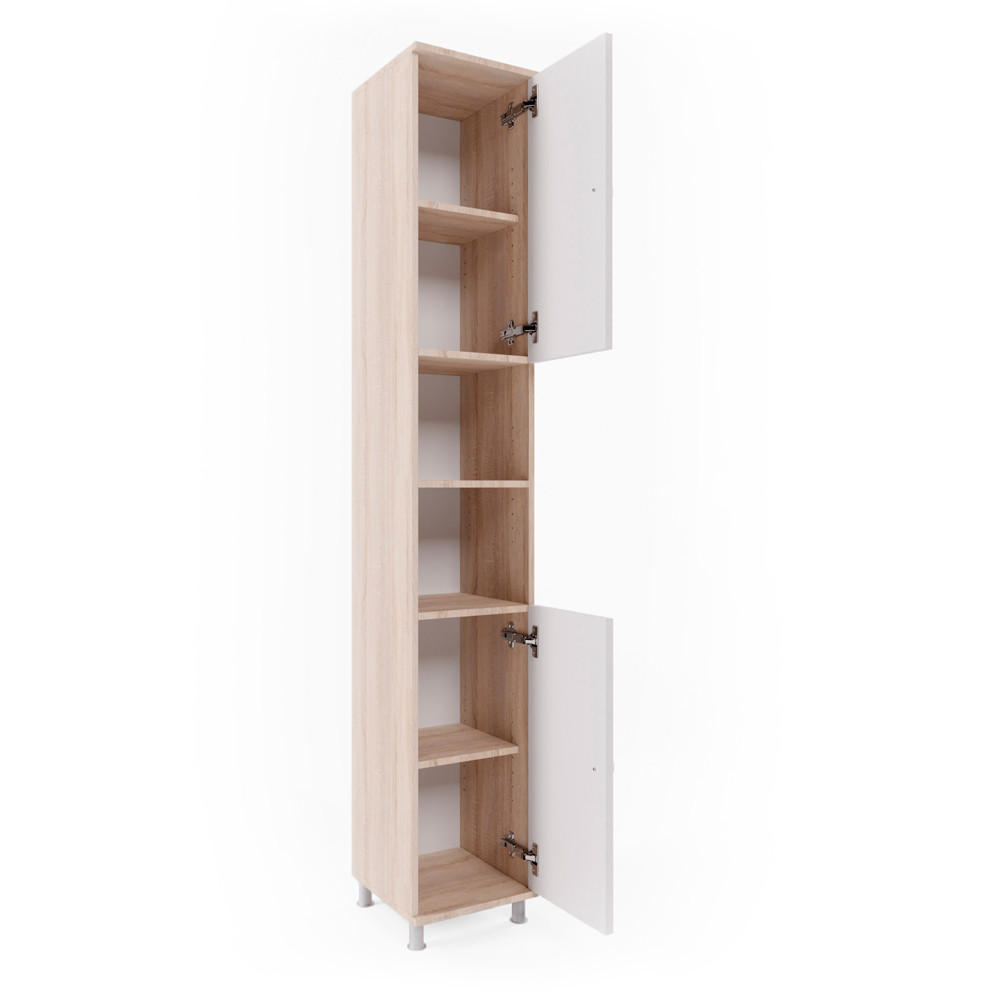 BADSCHRANK Fynn Sonoma 30 x 190 cm - Weiß/Sonoma Eiche, Holzwerkstoff (30/190/30cm) - Vicco