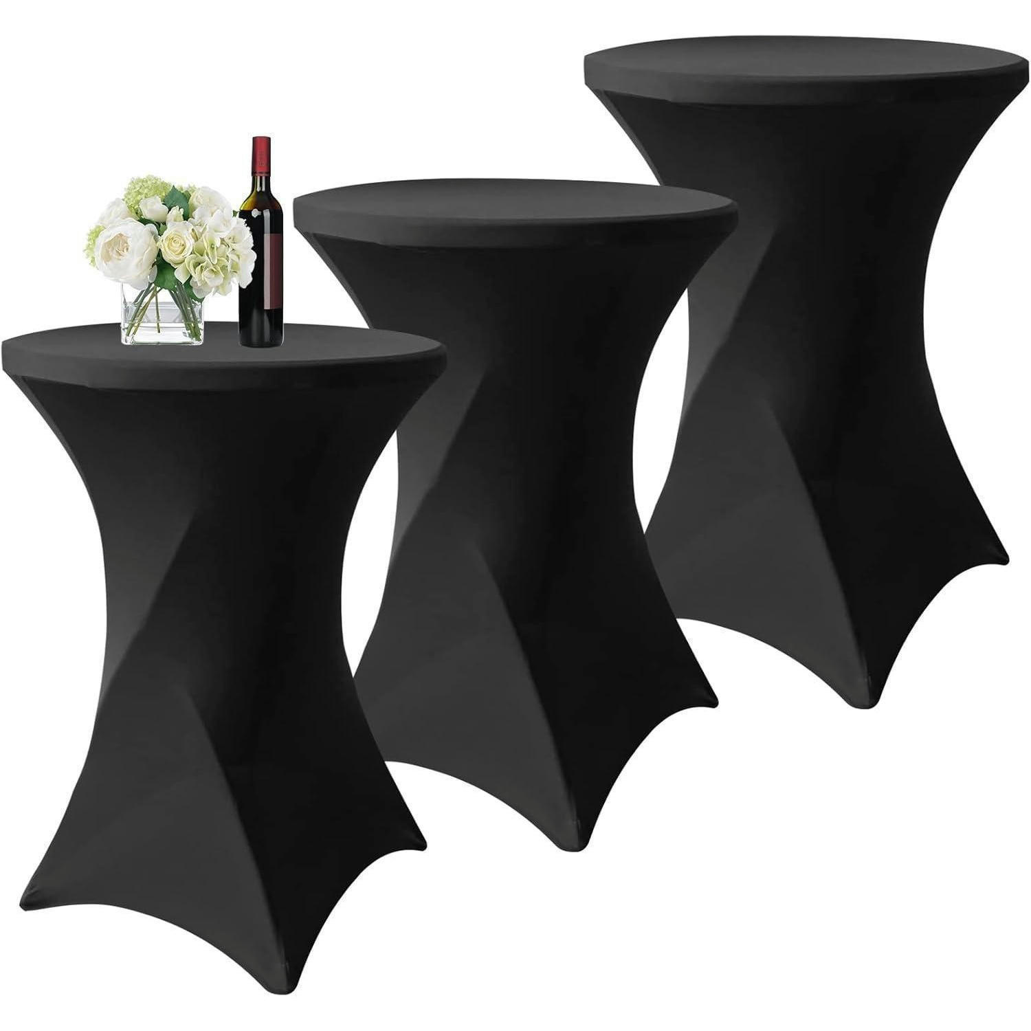 STEHTISCHHUSSE 3er-Set Schwarz 80 cm - Schwarz, Textil (80/110cm)