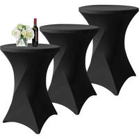 STEHTISCHHUSSE 3er-Set Schwarz 80 cm - Schwarz, Textil (80/110cm)