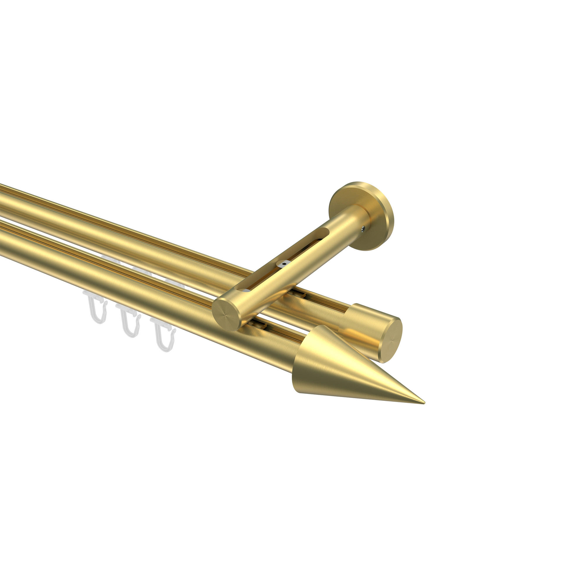 GARDINENSTANGE INNENLAUF Siteno Savio 100 cm, 2-läufig, 20 mm Ø Messing-Optik - Messingfarben, Metall (100cm) - INTERDECO