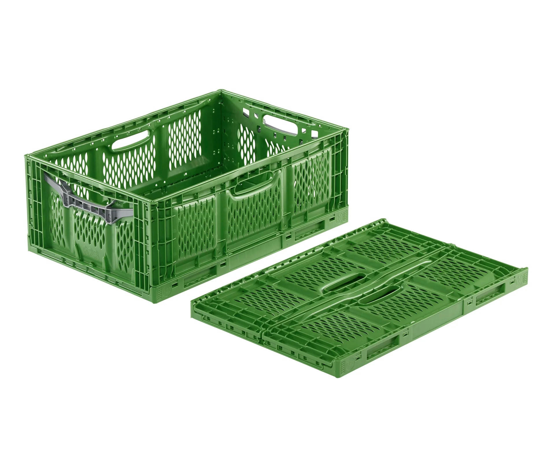 KLAPPBOX 60x40x23cm durchbrochen grün - Grün, Kunststoff (40/23/60cm) - Westfalia