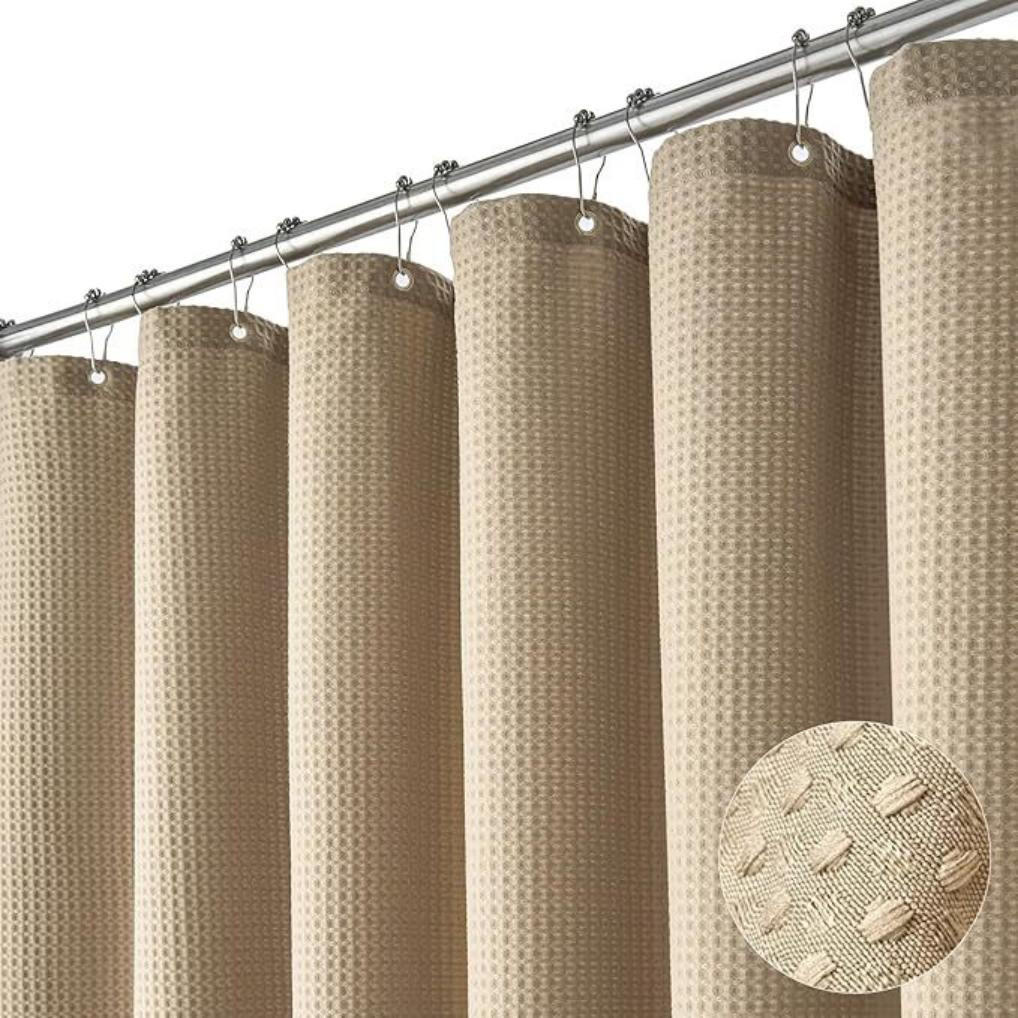 DUSCHVORHANG – 180 x 200 cm (inkl. 12 Kunststoffhaken) – Beige - Cappuccino, Textil (180/200cm)