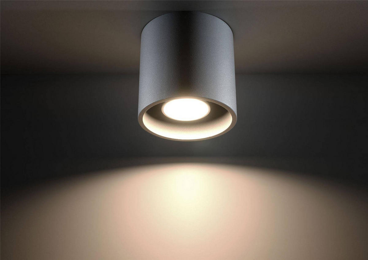 AUFBAULEUCHTE Aluminium Grau Rund - Grau, Metall (10/10/10cm) - Sollux Lighting