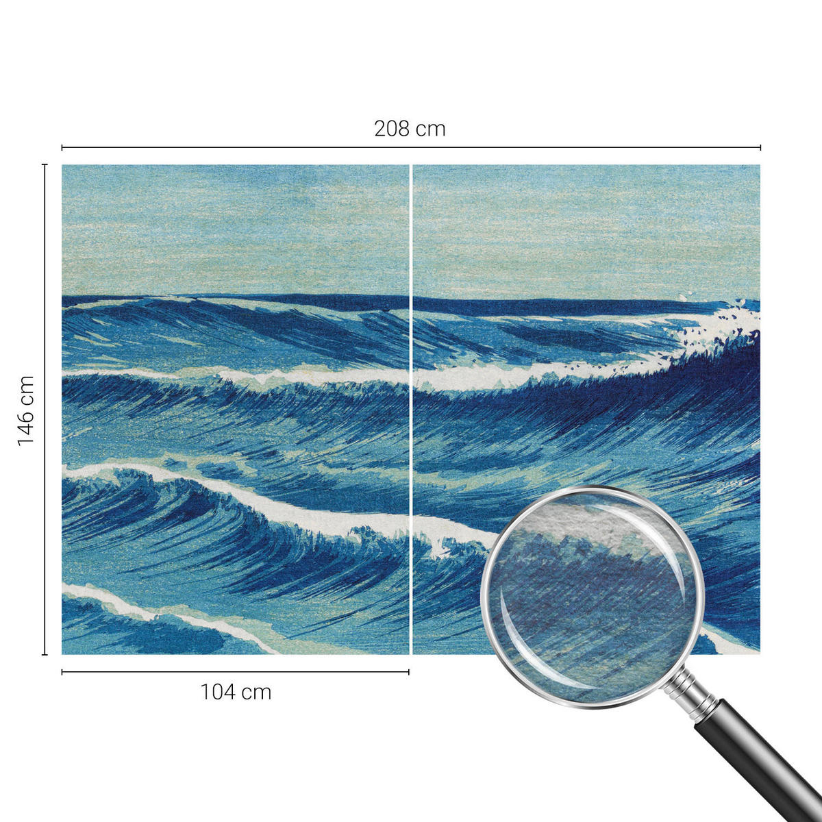 FOTOTAPETE 208x146 cm - Meereswellen - Blau, Textil (208/146cm) - Wallfluent
