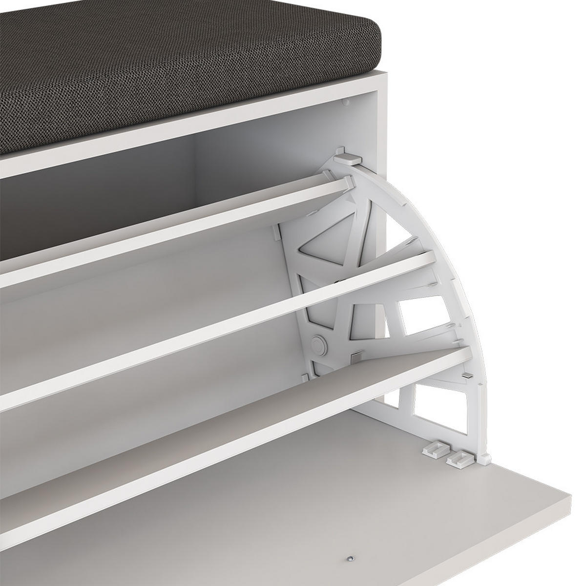 SCHUHBANK Georg Weiß 60 x 49.5 cm mit Auflage - Weiß, Holzwerkstoff (60/49.5/30cm) - Vicco