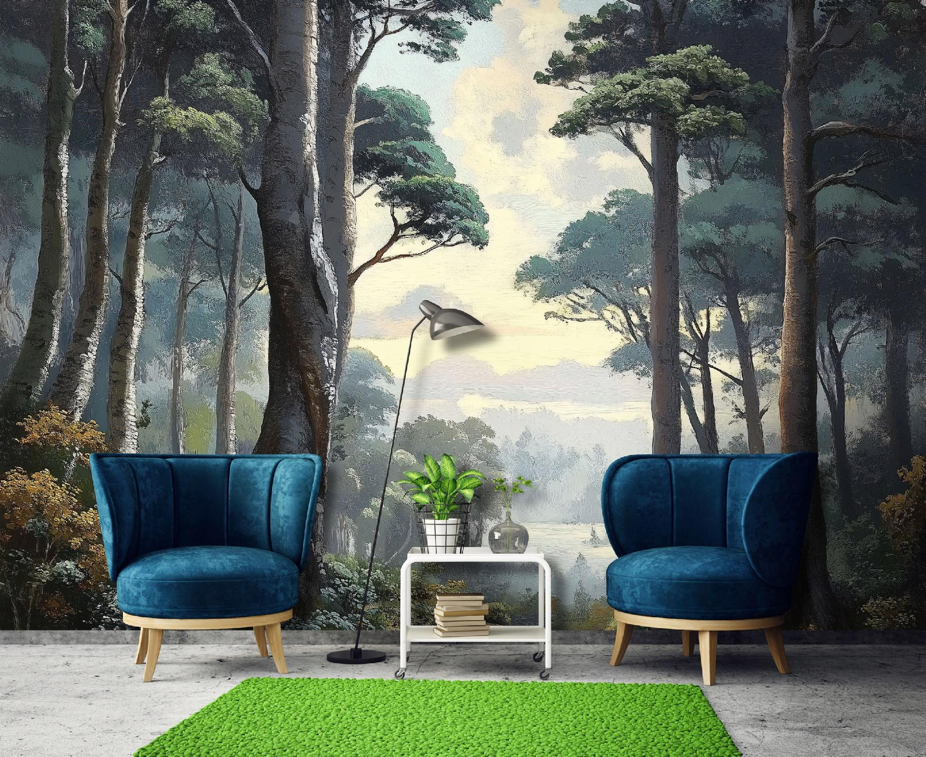 FOTOTAPETE 3D Effekt Wald Natur 150x105 - Multicolor, Papier (150/105cm) - Wallarena