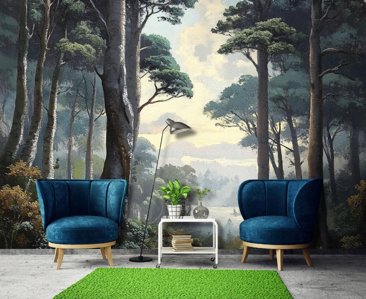 FOTOTAPETE 3D Effekt Wald Natur 350x250 - Multicolor, Papier (350/250cm) - Wallarena