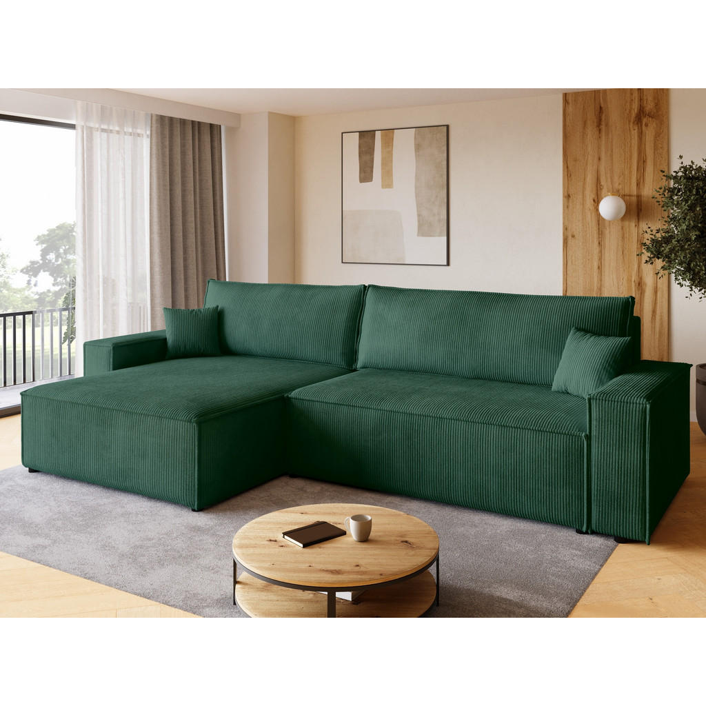 Thumbnail - Bromarkt Ecksofa, Dunkelgrün, Textil, 4-Sitzer, L-Form, 272x143 cm, Wohnzimmer, Sofas & Couches, Wohnlandschaften, Eckso...