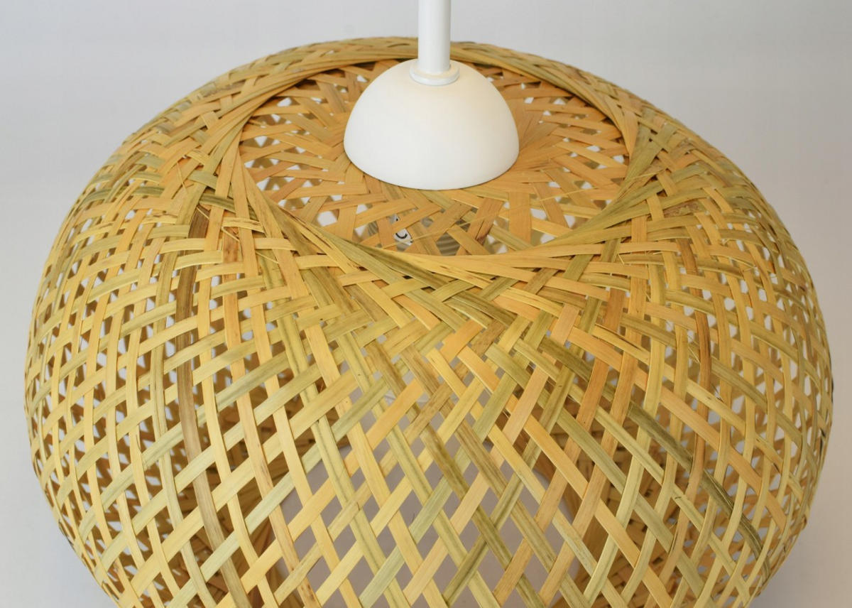 PENDELLEUCHTE BOHO - Beige/Weiß, Holz/Metall (48/48/100cm) - kiki design