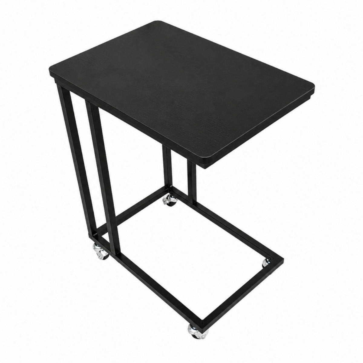 BEISTELLTISCH Metall MDF Schwarz mit Rollen oder Standfüßen 50x35x54 cm - Schwarz, Metall (50/35/54cm) - Begryf