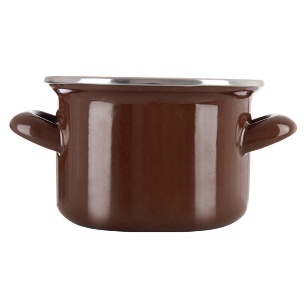 EMAILLIERTOPF Brown mit Griffen braun - Braun, Metall (14cm) - Orion 