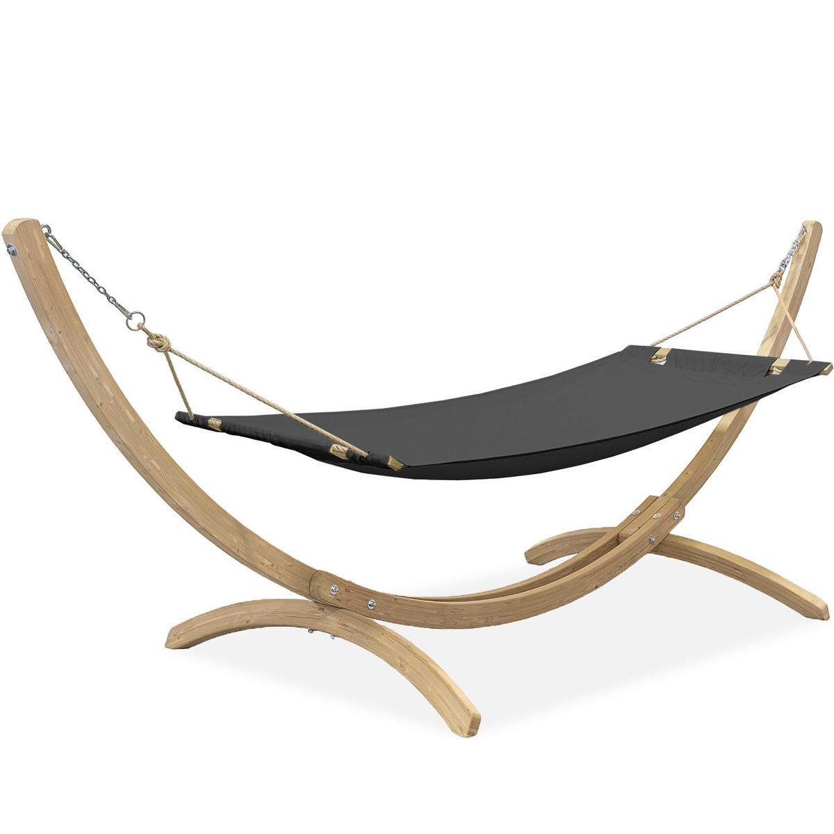 HÄNGEMATTE mit Gestell CORRELO ,Dunkelgrau - Dunkelgrau, Holz/Textil (395/143/145cm) - KONSIMO®
