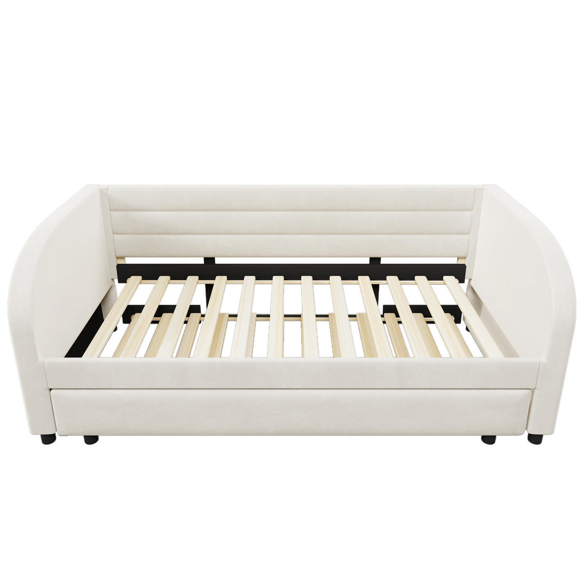 POLSTERBETT 90x200 cm in Beige mit Ausziehbett und LED-Beleuchtung - Beige, Textil (90/200cm) - IVMEU