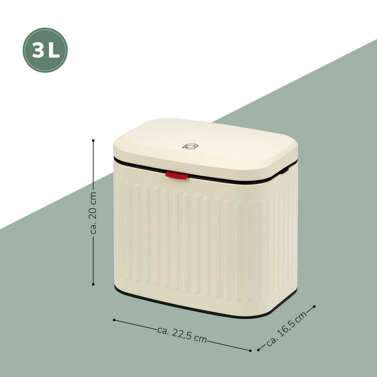 ABFALLEIMER, Metall cremefarben, 3 Liter - Creme, Metall (22.5/20/16.5cm) - eluno