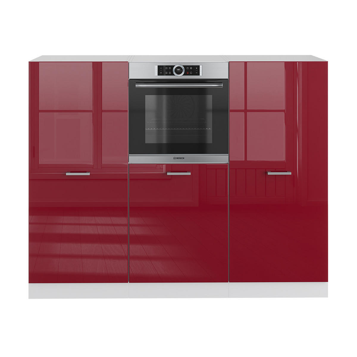 KÜCHENBLOCK R-Line Rot Hochglanz/Weiß 180 cm ohne Arbeitsplatte - Rot/Weiß, Holzwerkstoff (180/81.6/46cm) - Vicco