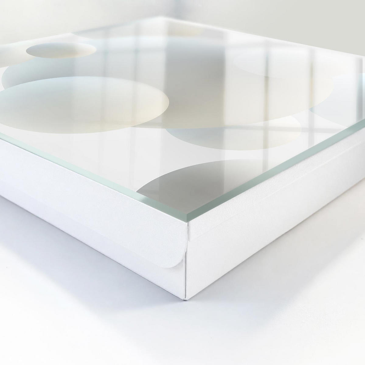 SCHLÜSSELBOX Weiß 30x30 cm – Türöffnung nach rechts - Zarte Kugeln - Weiß, Metall (30/30/5cm) - TULUP