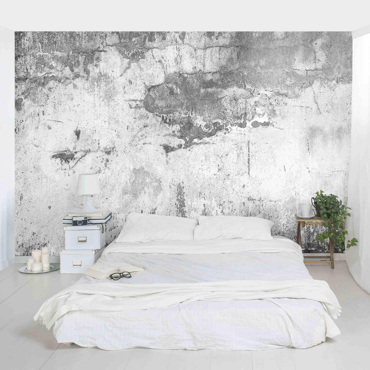 FOTOTAPETE Grunge Betonwand Grau 288/190 cm - Grau, Papier (288/190cm) - Bilderwelten