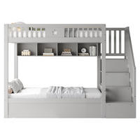 HOCHBETT 140x200 Grau Holz Stauraumtreppe Regal - Grau, Holz (140/200cm) - FLIEKS