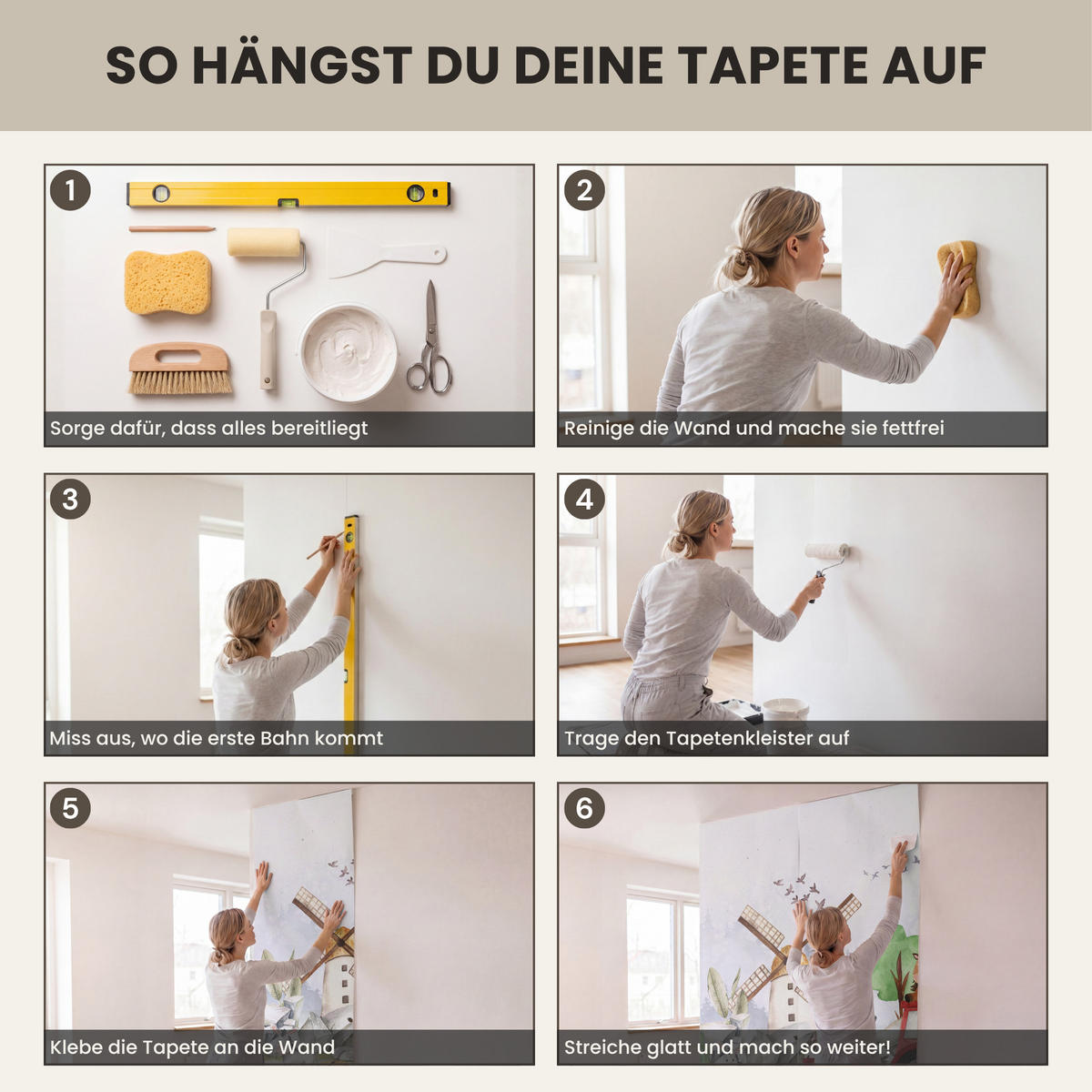 KINDERTAPETE - Bauernhof - Traktor - Kinder - Tiere - 260x240 cm - Weiß, Papier (260/240cm) - OnlyWow