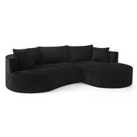 SOFA 3-Sitzer bogenförmig mit Getränkehaltern Kordstoff Schwarz - Schwarz, Textil (168/264.1cm) - Meubliv