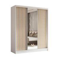 SCHWEBETÜRENSCHRANK LAMELLO 180/216/61 cm 3-türig mit Spiegel Weiß - Weiß, Holzwerkstoff (180/216/61cm) - MASSENO