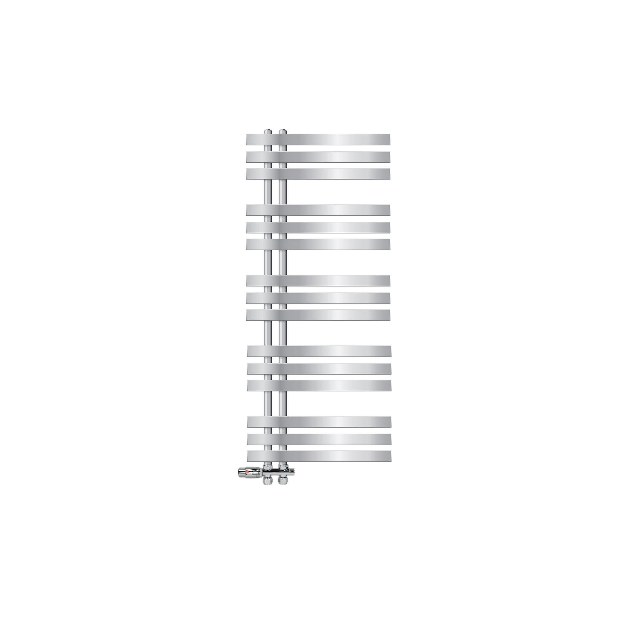 BADHEIZKÖRPER Iron EM 500x1200 mm Chrome mit Ventil Durchgang - Chromfarben, Metall (50/120/3cm) - LuxeBath