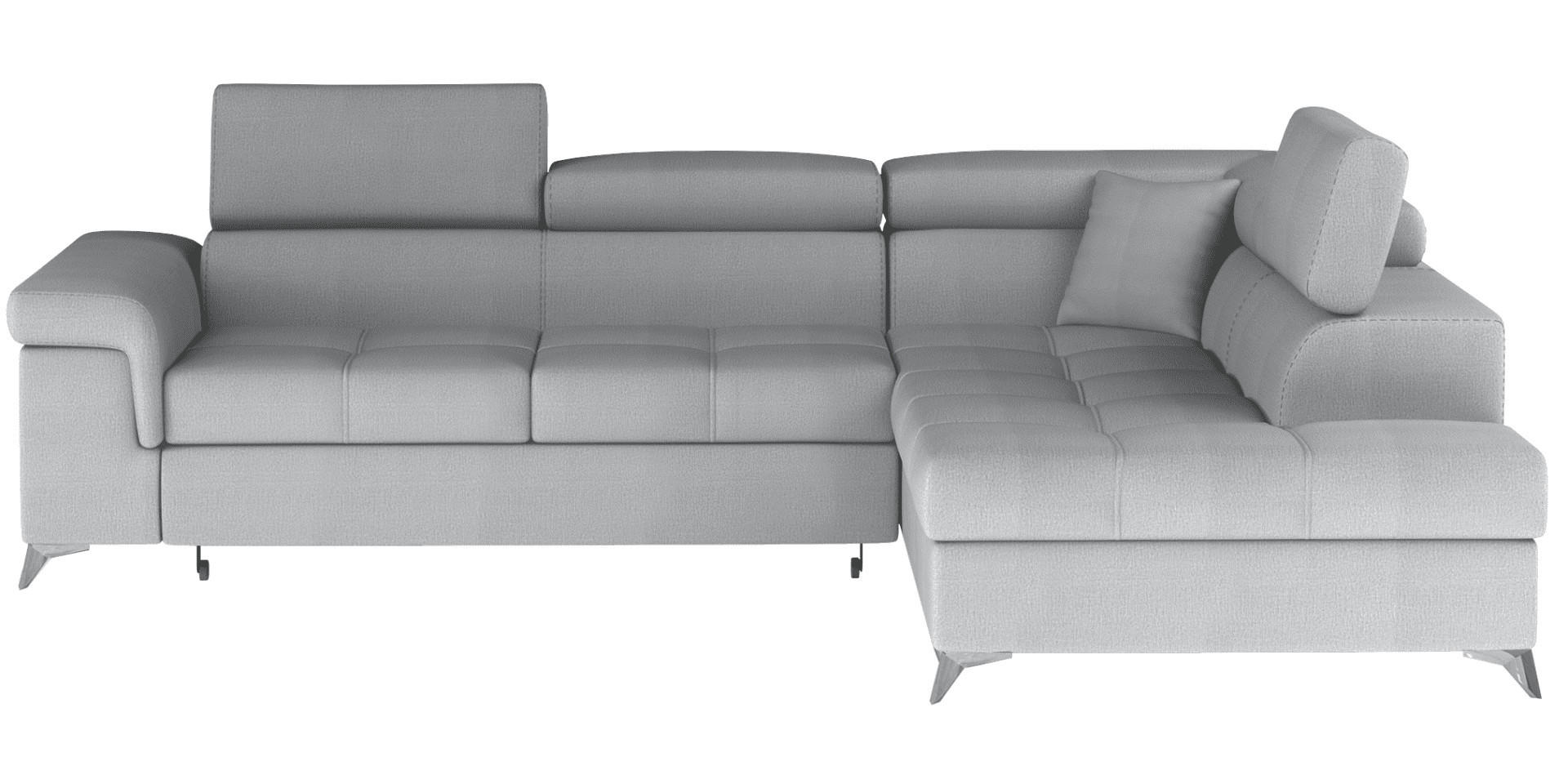 ECKSOFA mit Schlaffunktion und Bettkasten, pflegeleichter Monolith-Stoff - Chromfarben/Grau, Textil/Metall (202/275cm) - Eltap
