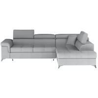 ECKSOFA mit Schlaffunktion und Bettkasten, pflegeleichter Monolith-Stoff - Chromfarben/Grau, Textil/Metall (202/275cm) - Eltap